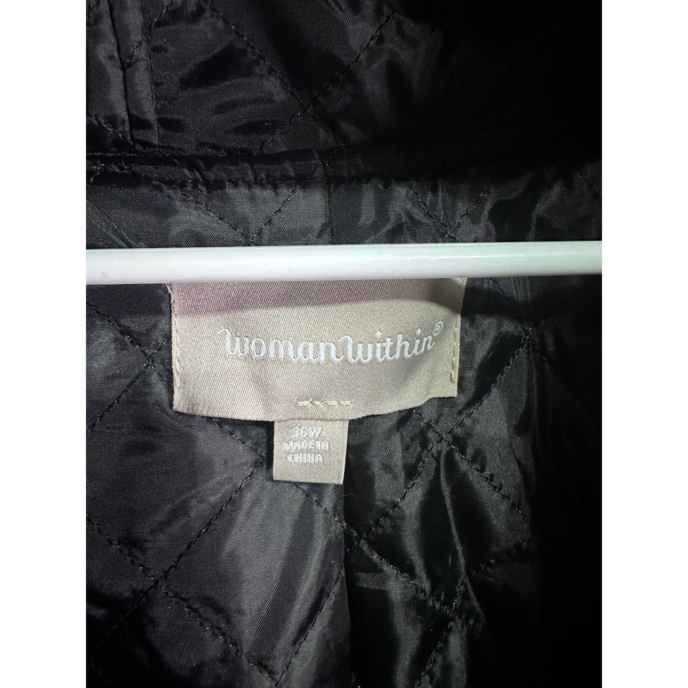 Woman Within Black Fleece Double Breasted Hooded Coat Jacket 36W - Picture 6 of 11